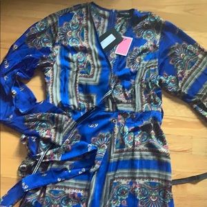 Paisley print faux wrap dress